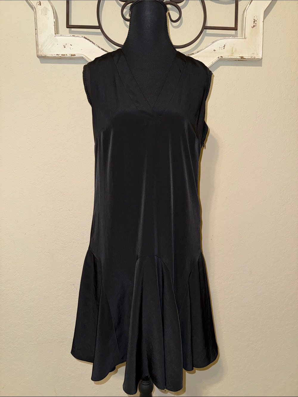 J. Crew Black V-Neck Sleeveless Flared Dress